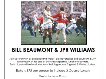 Ball Brothers - Legendary Sporting Lunch With Bill Beaumont And Jpr Williams 23rd Nov: JPR Williams + Bill Beaumont picture
