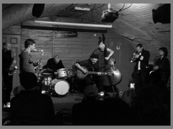 Eddie Prévost's Sum-mit: Rachel Musson + Seymour Wright + Guillaume Viltard + Eddie Prévost + Nat Catchpole + Jamie Coleman + Ross Lambert picture